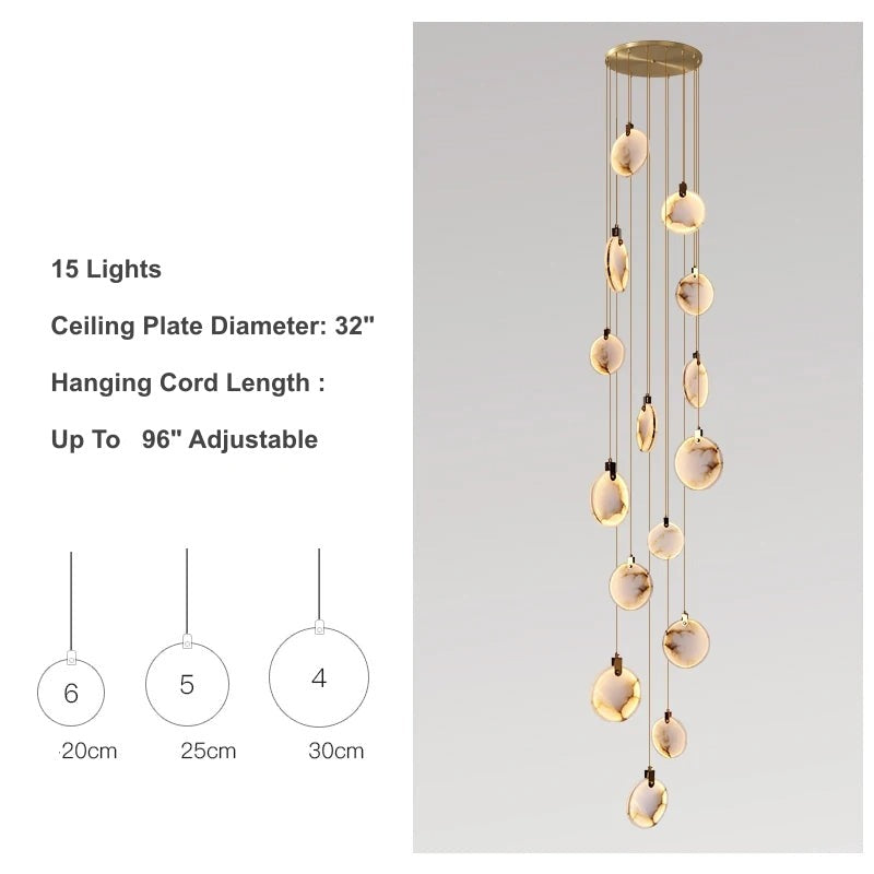 Natural Marble Linear chandelier - Piper Lane for dining room view 12