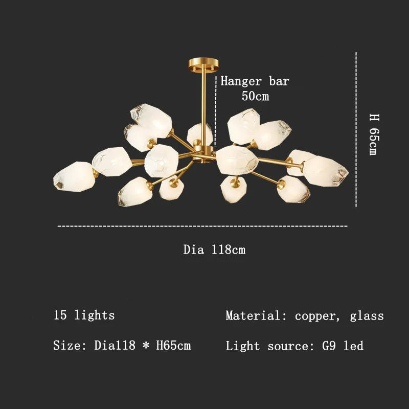 Brass Glass Linear chandelier - Thalia Lane for dining room view 9