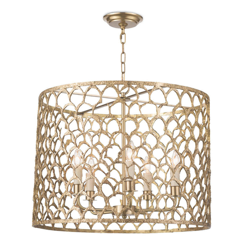 Alice Porcelain Flower Chandelier, 4-Light, Gold Leaf, 24.5"W (16-1130 504WZ2X)