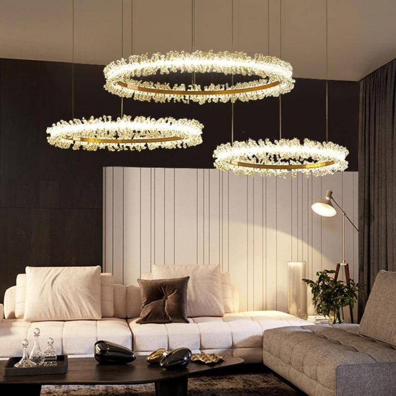 Clear Crystal Round chandelier - Rumi Court for dining room view 2