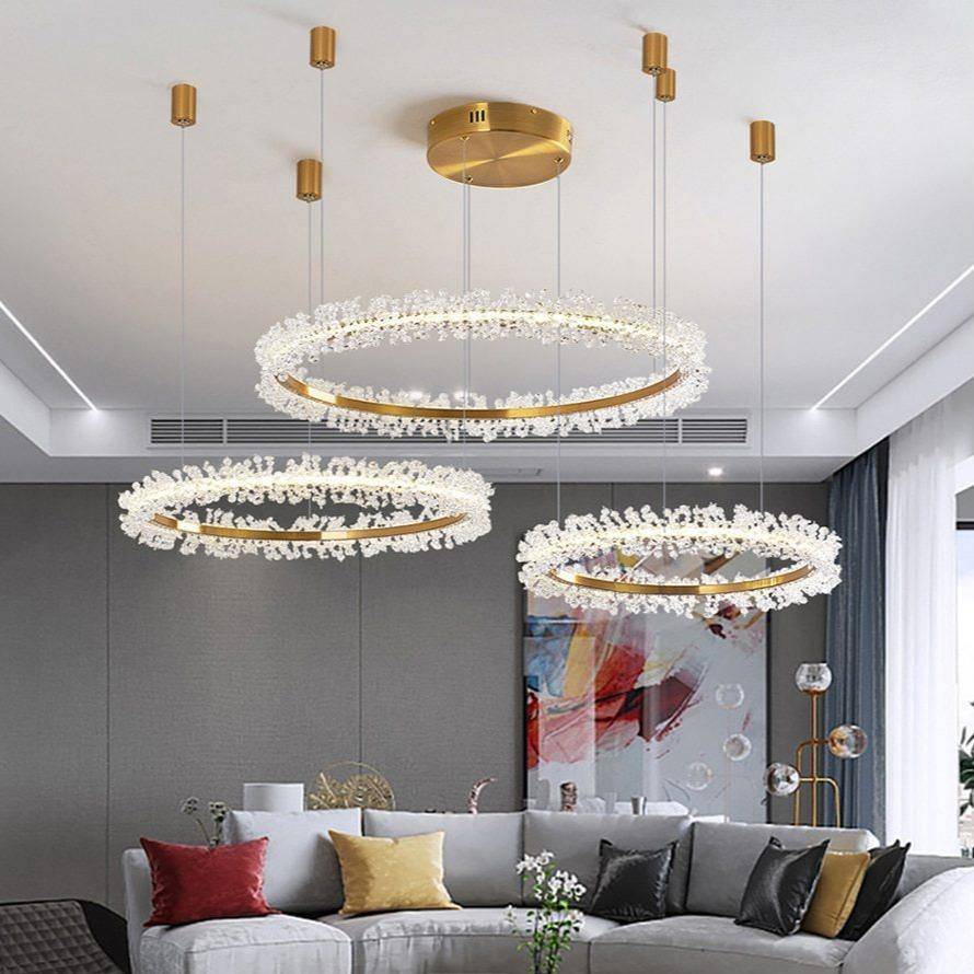Clear Crystal Round chandelier - Rumi Court for dining room view 3