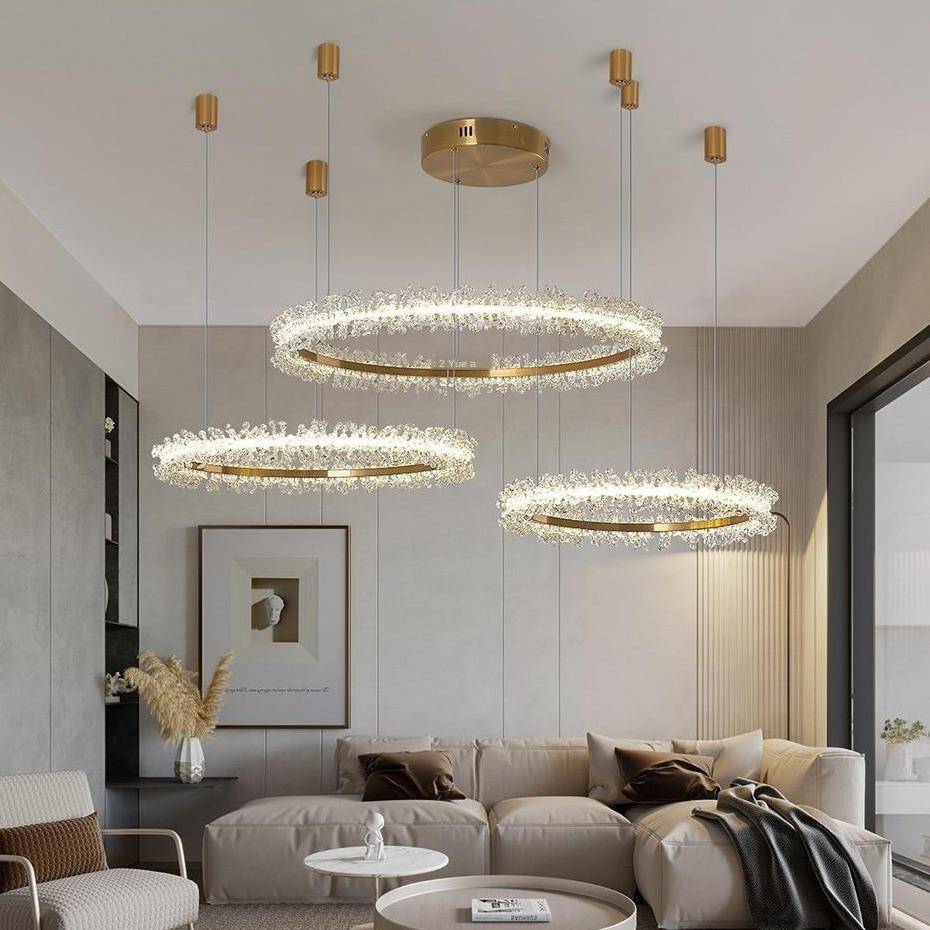 Clear Crystal Round chandelier - Rumi Court for dining room view 1