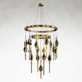 Clear Brass Tiered chandelier - Nerea Stone for dining room view 1