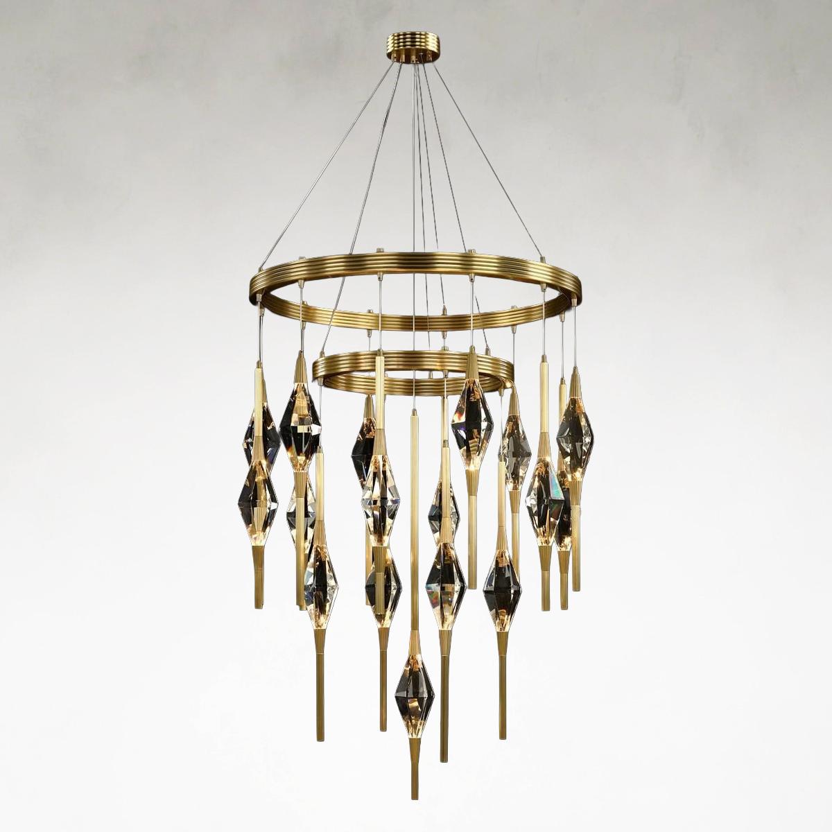 Clear Brass Tiered chandelier - Nerea Stone for dining room view 1