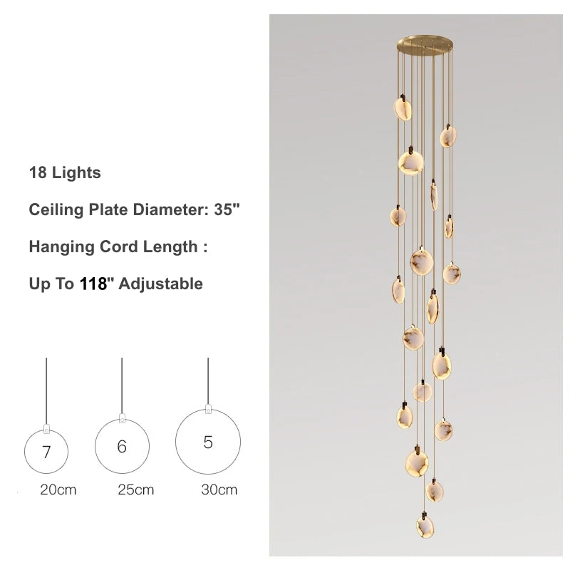 Natural Marble Linear chandelier - Piper Lane for dining room view 13