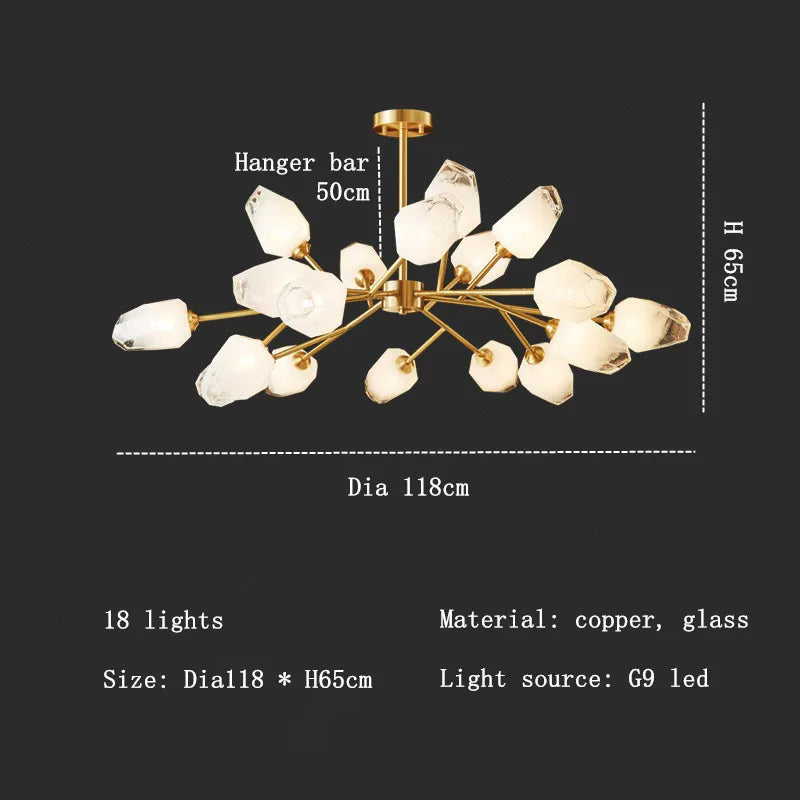 Brass Glass Linear chandelier - Thalia Lane for dining room view 10