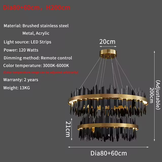 Brass Crystal Tiered chandelier - Kaia House for dining room view 6