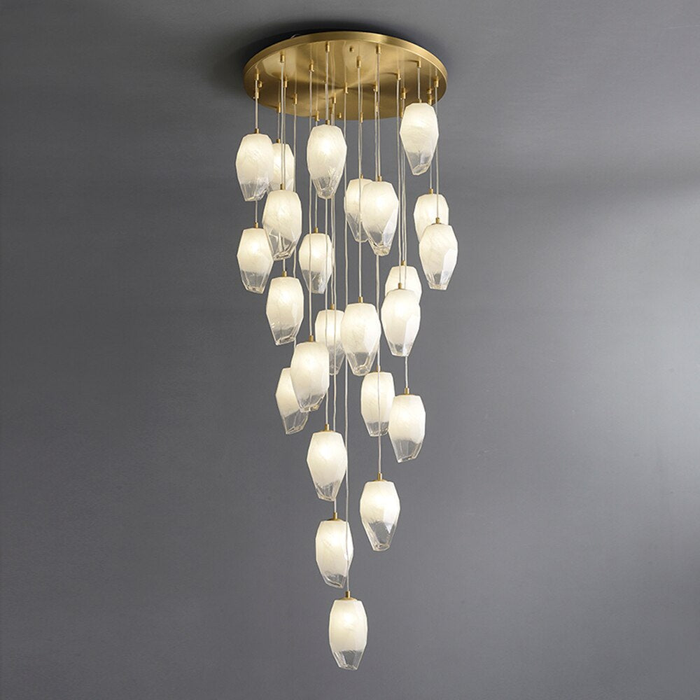 Brass Glass Linear chandelier - Galen Bay for dining room view 7