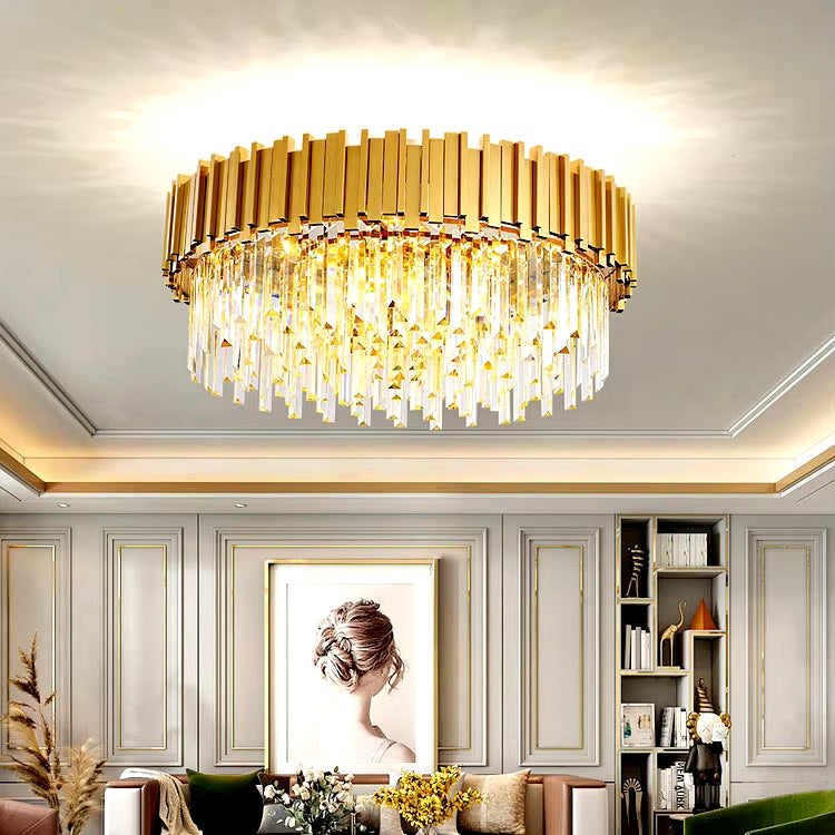 Gold Crystal Round chandelier - Arden Arc for dining room view 2