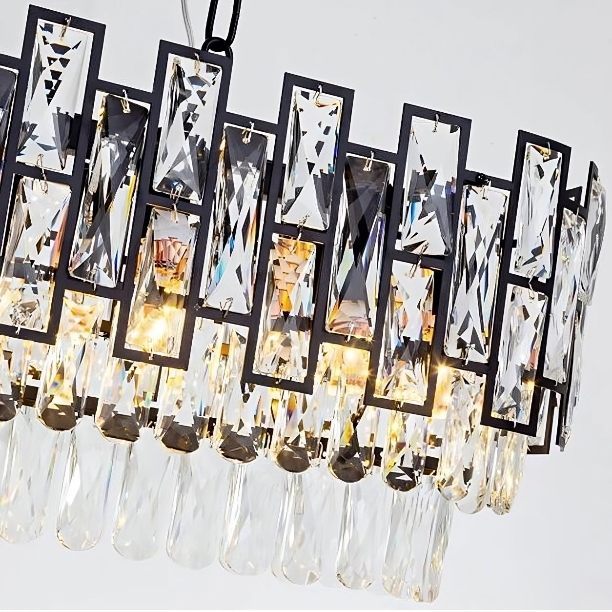 Black Crystal Linear chandelier - Kora Lane for dining room view 4