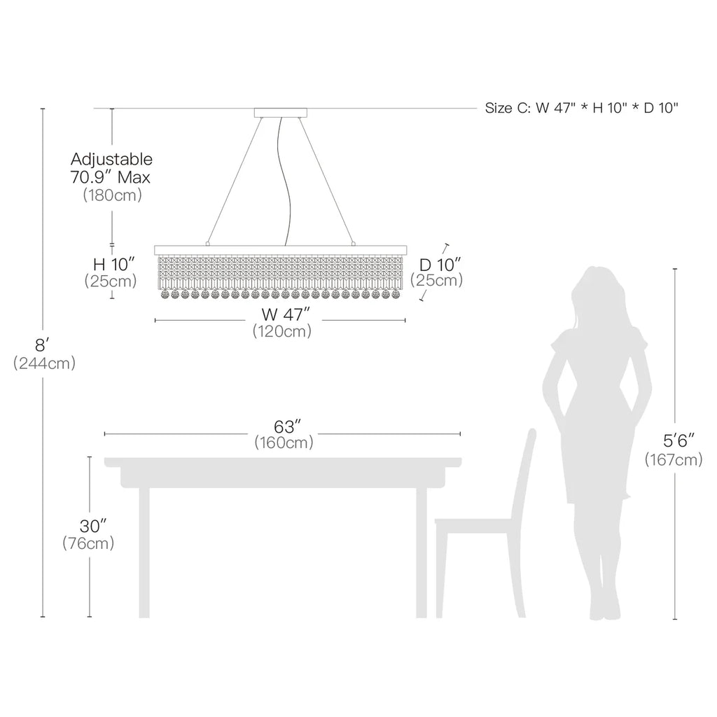 Black Crystal Linear chandelier - Yara Lane for dining room view 5