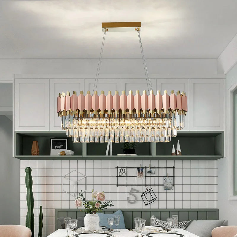 Clear Crystal Linear chandelier - Selene House for dining room view 2