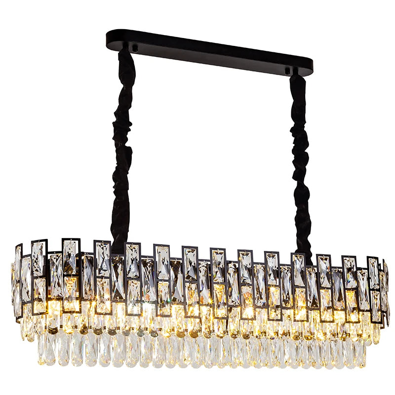 Black Crystal Linear chandelier - Kora Lane for dining room view 8