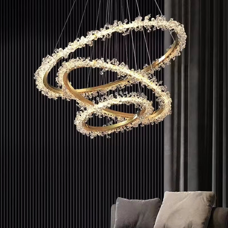 Clear Crystal Round chandelier - Halo Bay for dining room view 1
