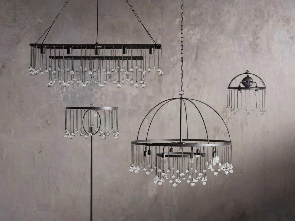 Brass Crystal Linear chandelier - Vale Point for dining room view 2