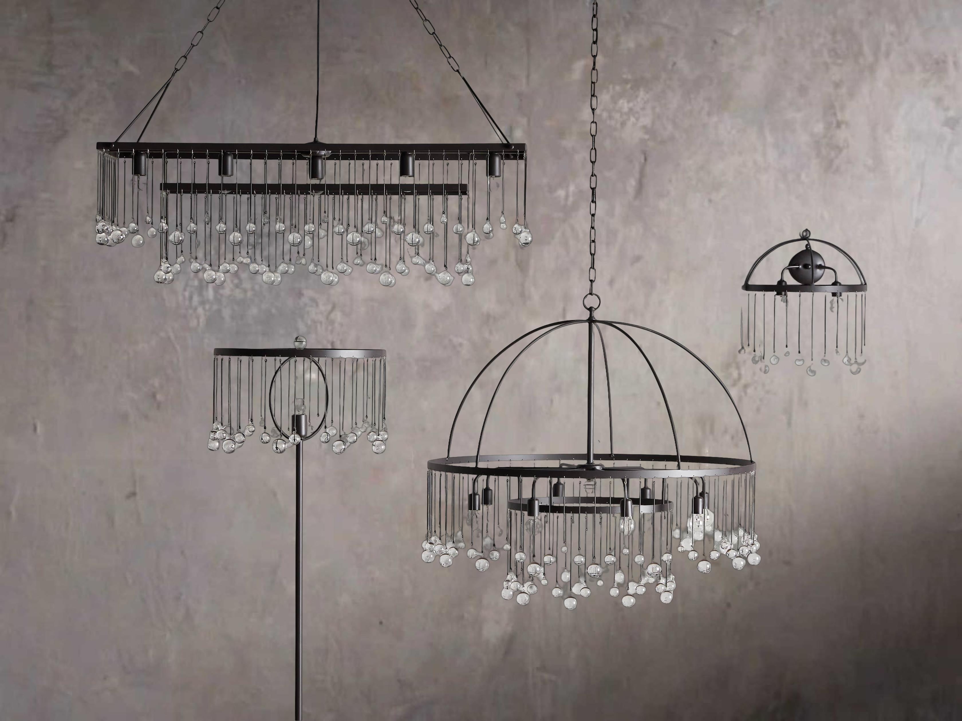 Brass Crystal Linear chandelier - Vale Point for dining room view 2