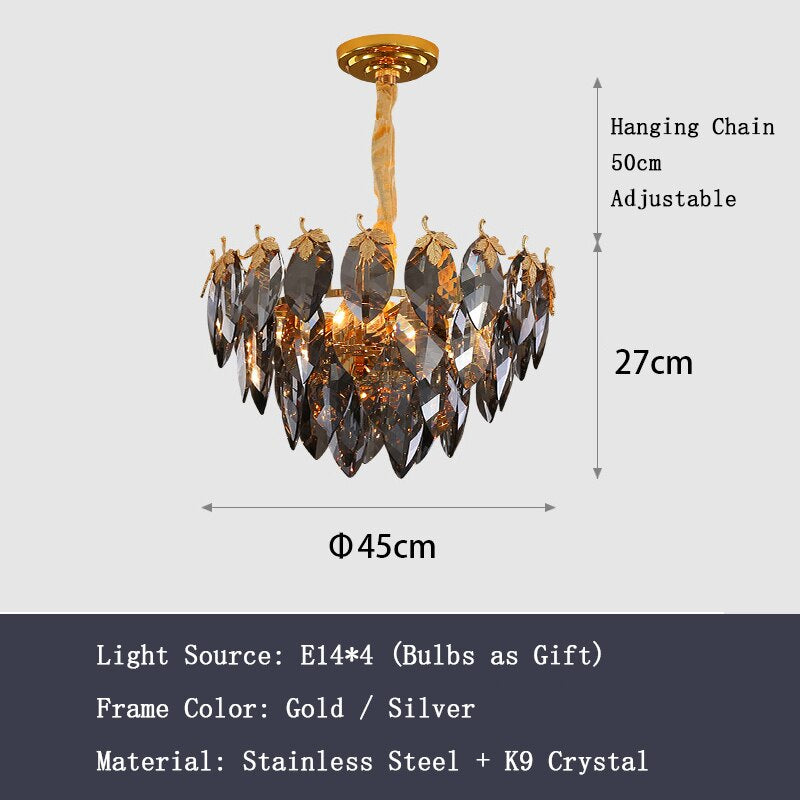 Gold Crystal chandelier - Zelia Bay for dining room view 6