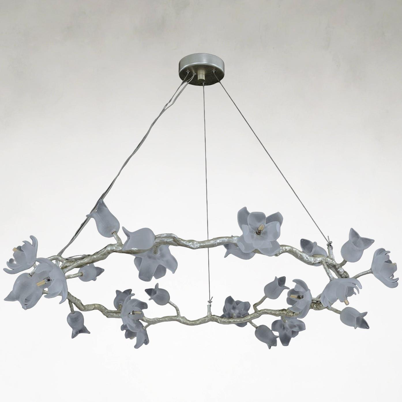 Silver Acrylic chandelier - Rosa Stone for dining room view 3