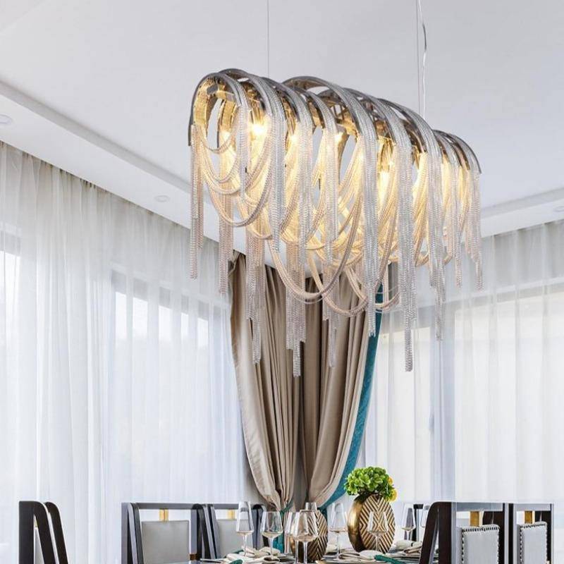 Silver Steel chandelier - Zelia Lane for dining room view 4