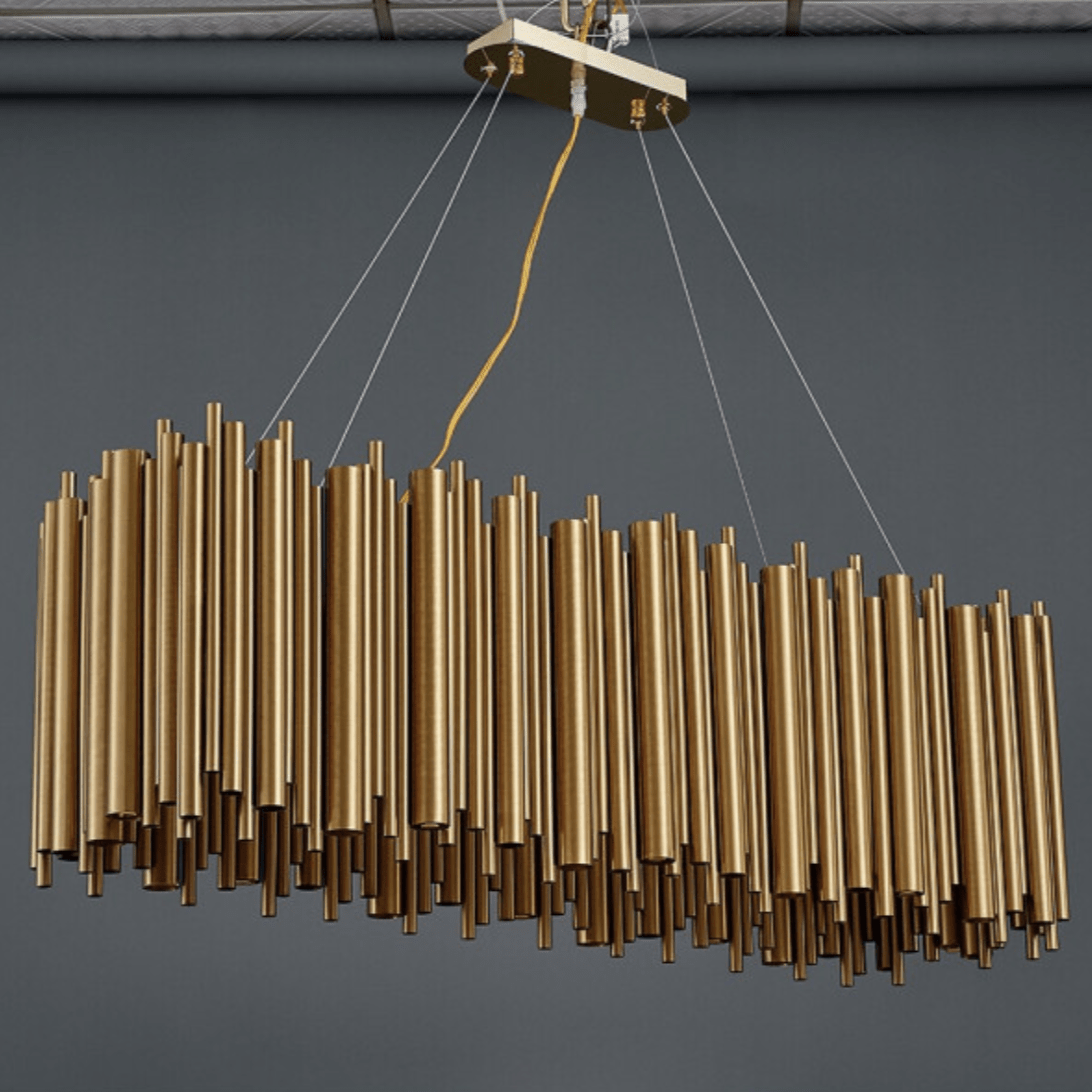 Gold Steel chandelier - Lumen Lane for dining room view 6