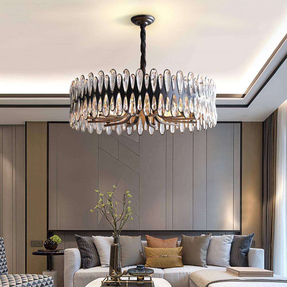 Black Crystal Linear chandelier - Dune Lane for dining room view 1