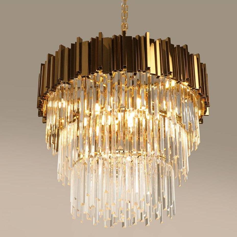 Clear Crystal Tiered chandelier - Iris House for dining room view 4