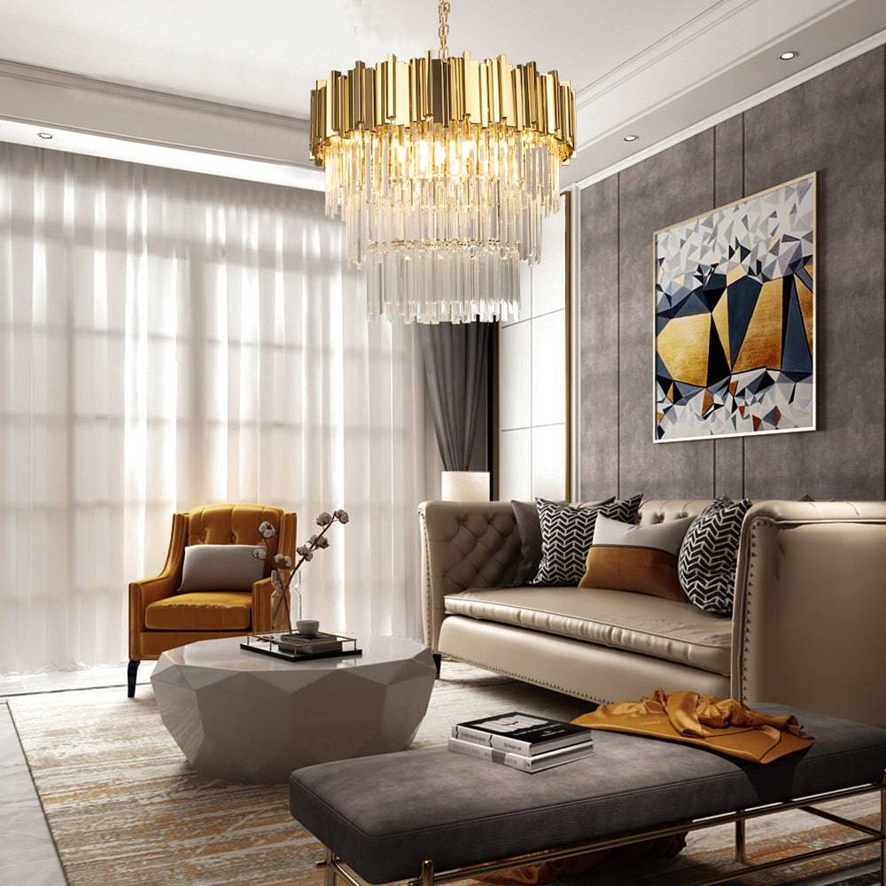 Clear Crystal Tiered chandelier - Iris House for dining room view 3