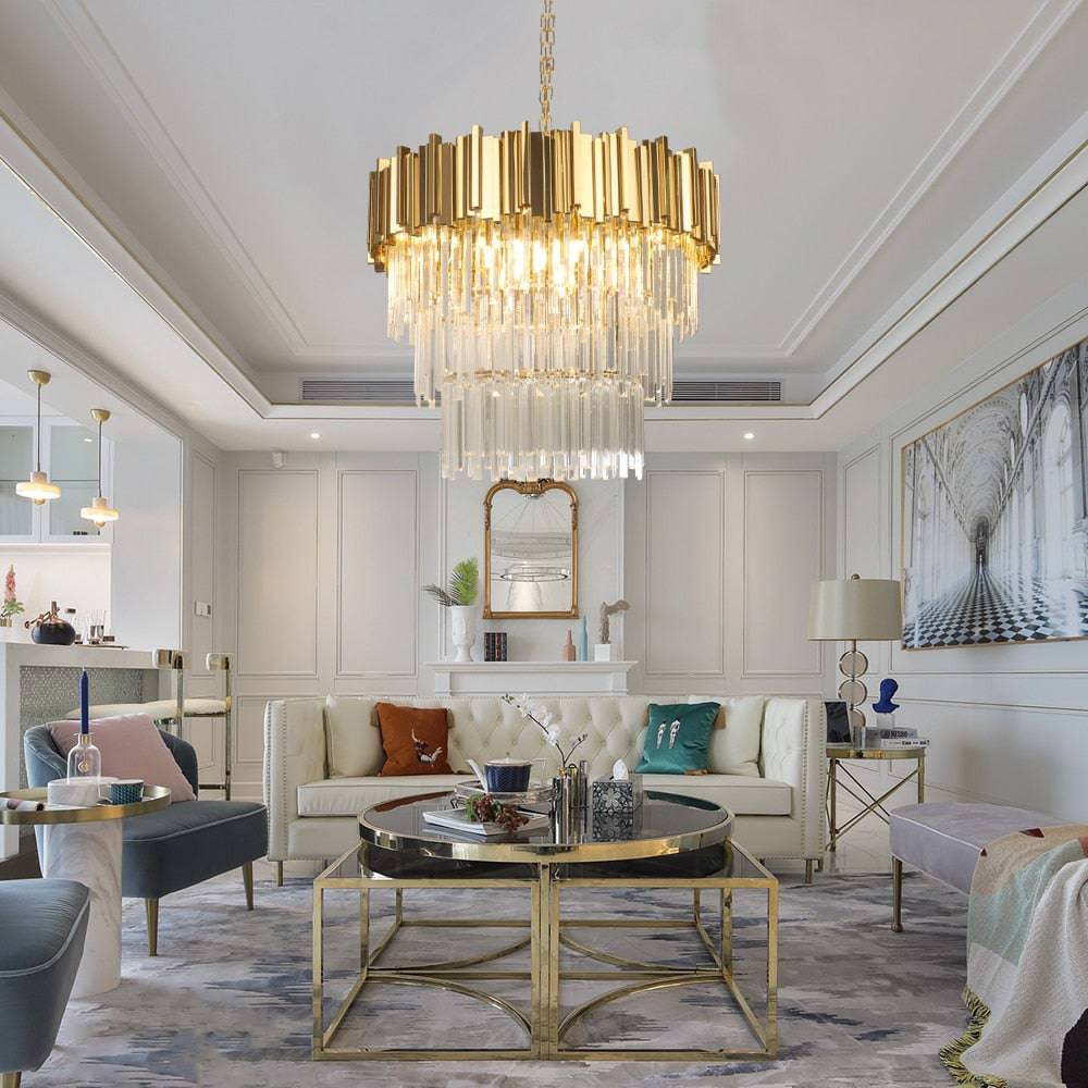 Clear Crystal Tiered chandelier - Iris House for dining room view 2