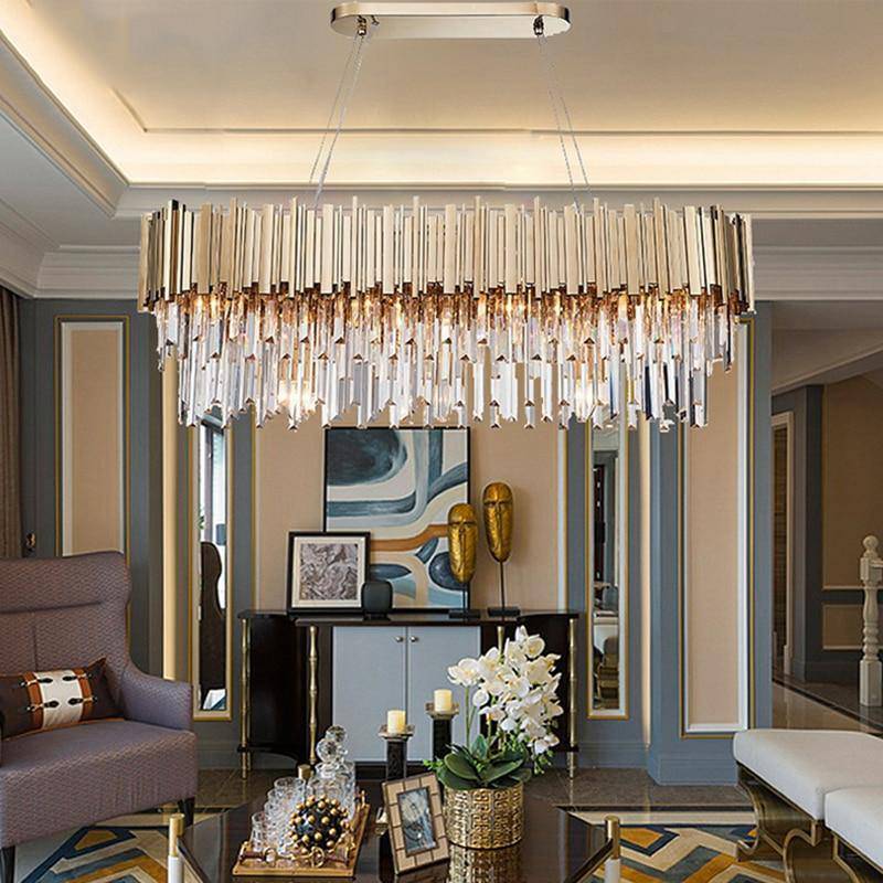 Clear Crystal chandelier - Iris Arc for dining room view 7