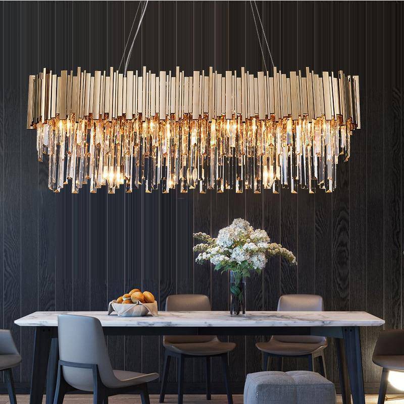 Clear Crystal Linear chandelier - Isla Lane for dining room view 3