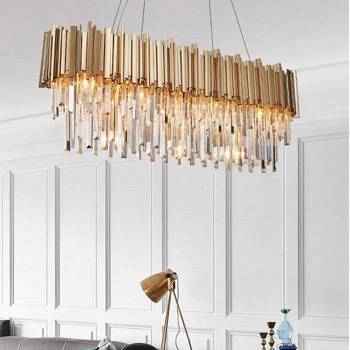 Clear Crystal Linear chandelier - Isla Lane for dining room view 2