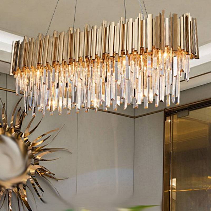 Clear Crystal Linear chandelier - Isla Lane for dining room view 4