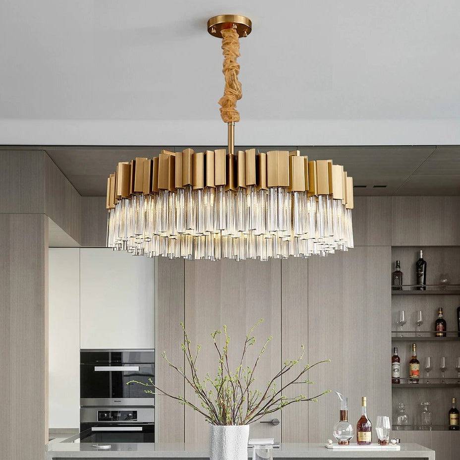 Clear Crystal Round chandelier - Alden House for dining room view 1
