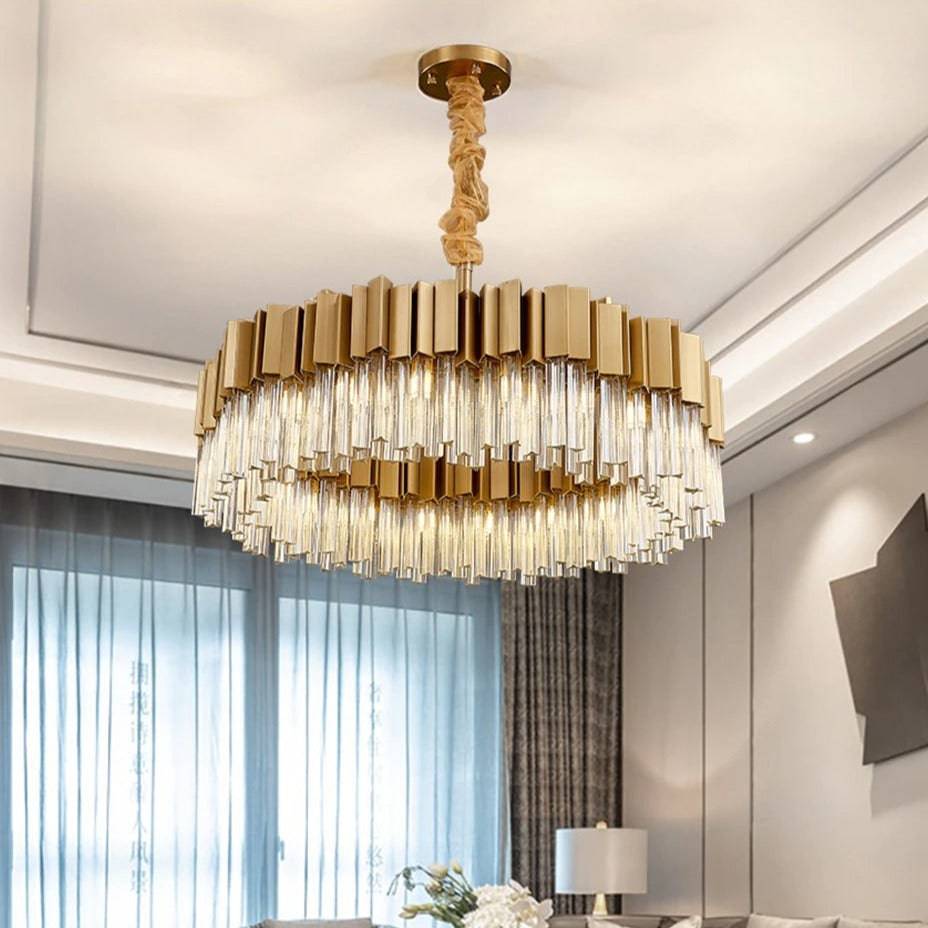 Clear Crystal Round chandelier - Alden House for dining room view 2