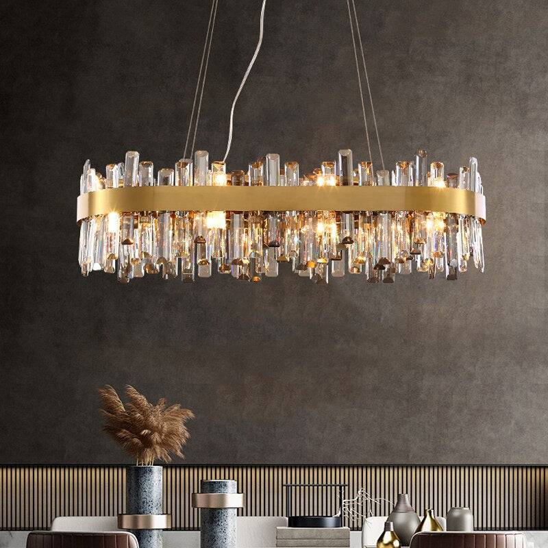 Clear Crystal Linear chandelier - Jovie Lane for dining room view 4