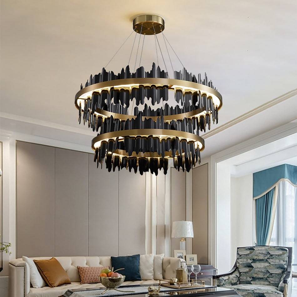 Brass Crystal Tiered chandelier - Kaia House for dining room view 2