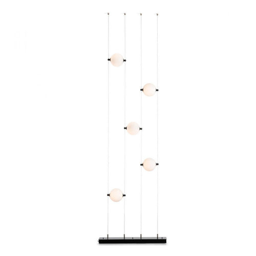 Abacus Pendant, 5-Light, Standard height, LED, Black, Abacus Cool Grey Glass, 5.5"W (289520-LED-STND-10-YL0668 5C_2EV)