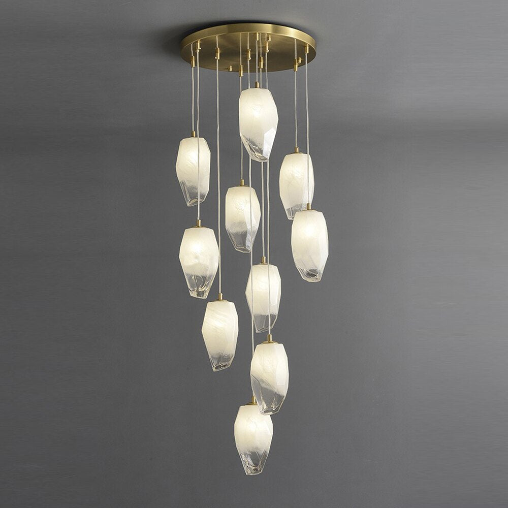 Brass Glass Linear chandelier - Galen Bay for dining room view 6