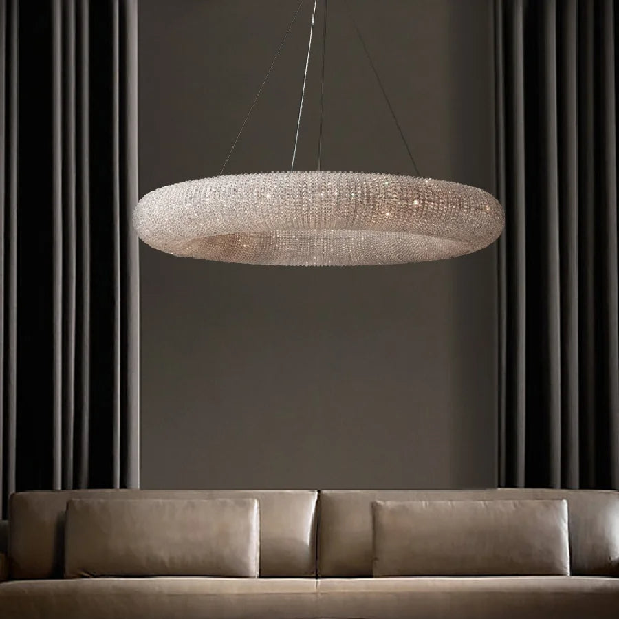 Clear Crystal Linear chandelier - Rhea House for dining room view 1