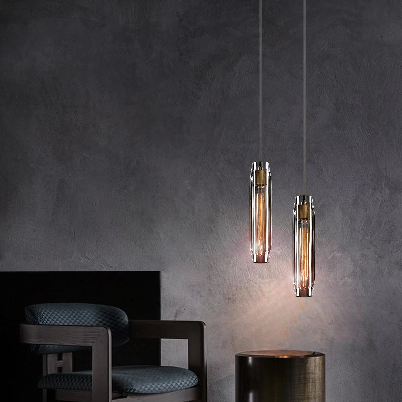 Copper Crystal Linear chandelier - Arden Bay for dining room view 2