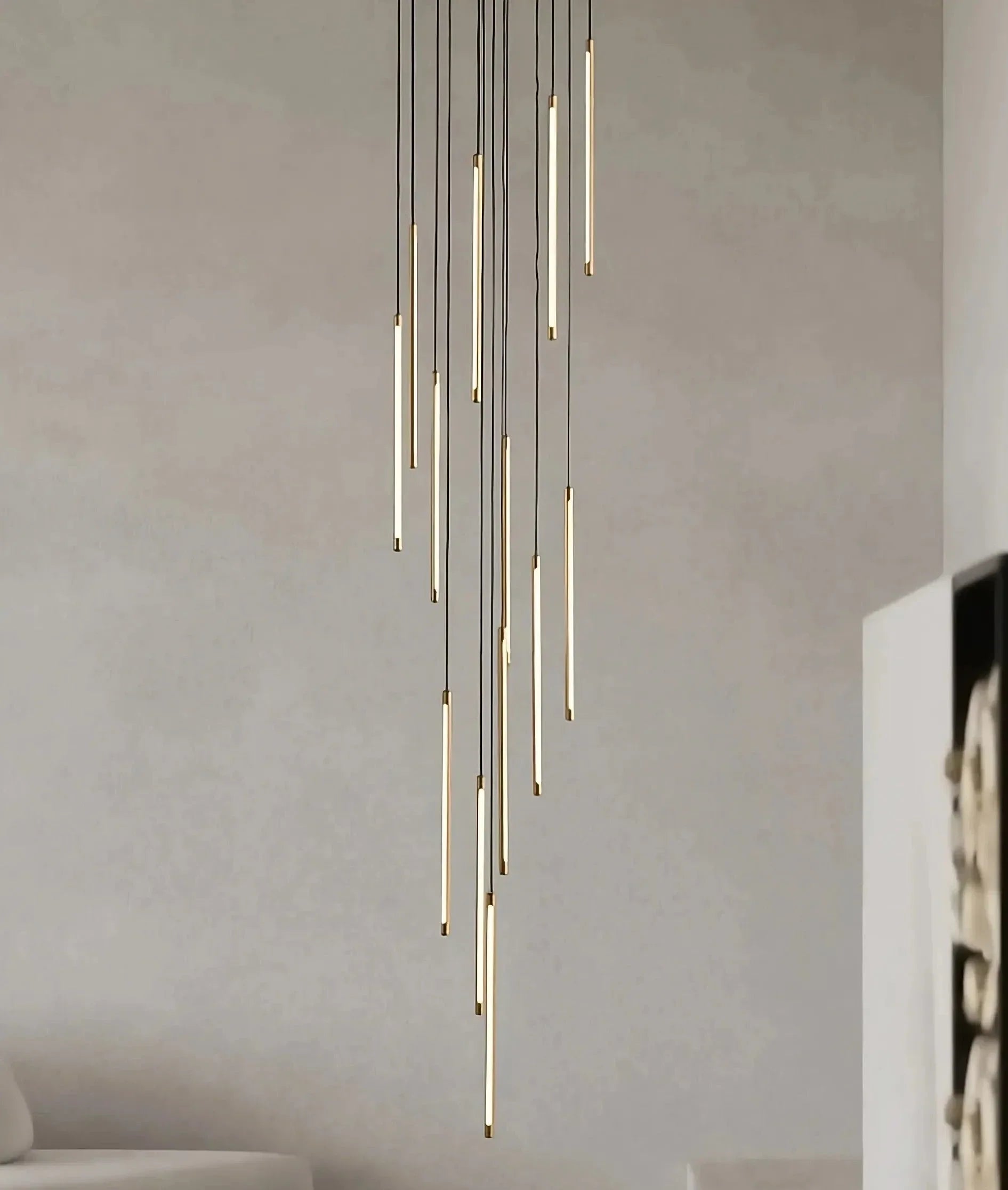 Brass Brass Linear chandelier - Piper Bay for dining room view 2