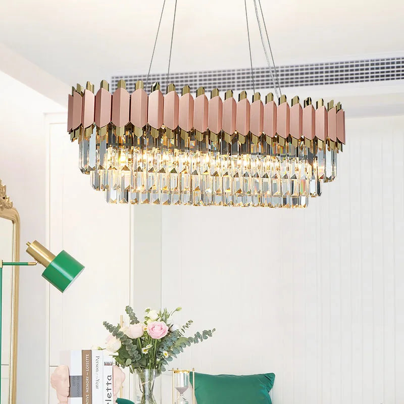 Clear Crystal Linear chandelier - Selene House for dining room view 5