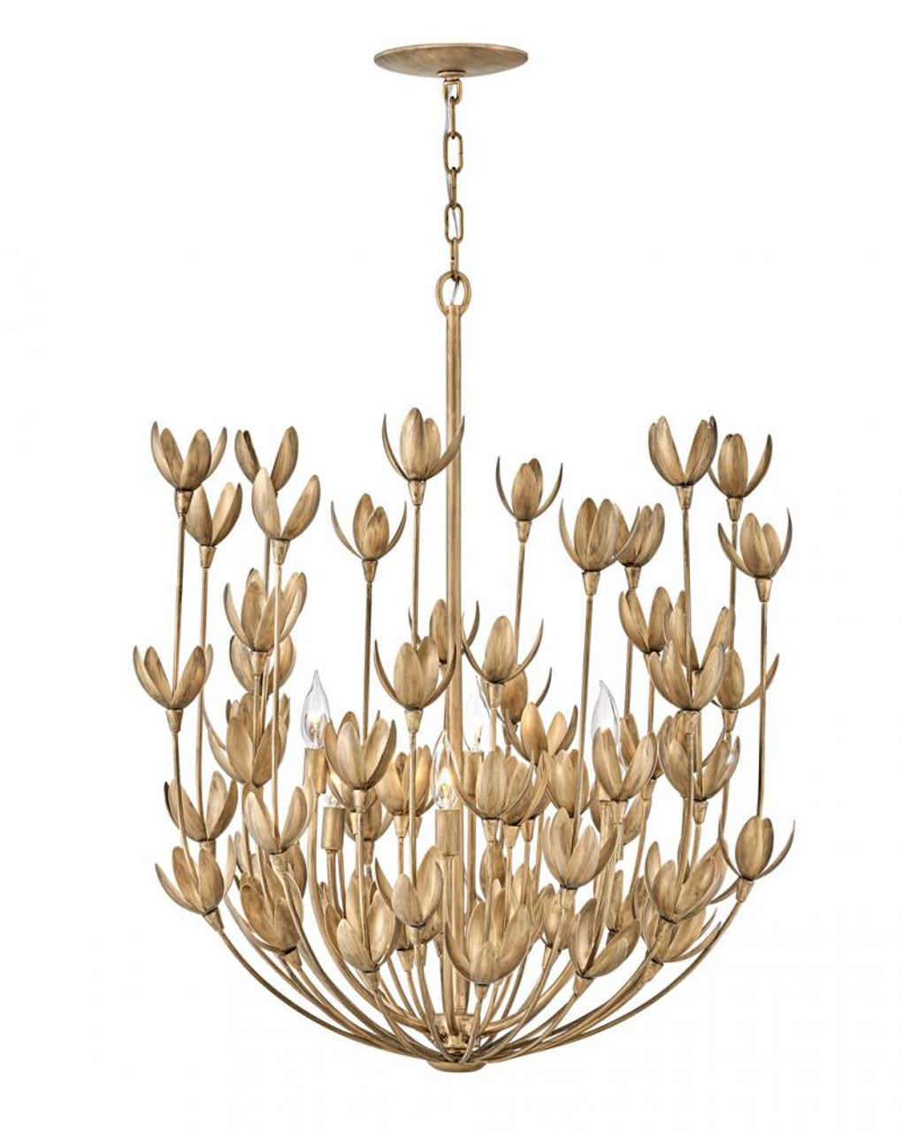 Antique Brass Glass Linear chandelier - Lumen Peak for dining room view 8
