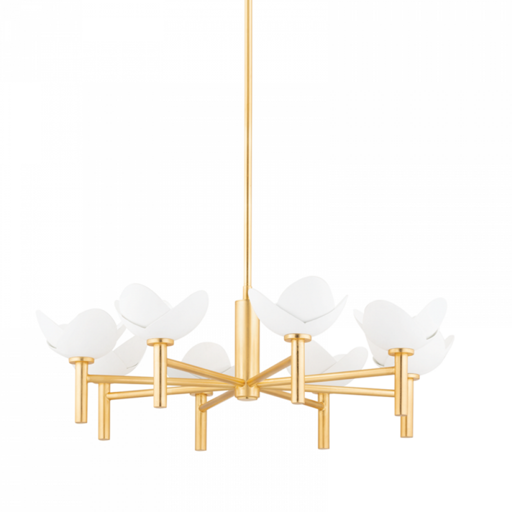 White Steel Candle chandelier - Eden Meadow for dining room view 2
