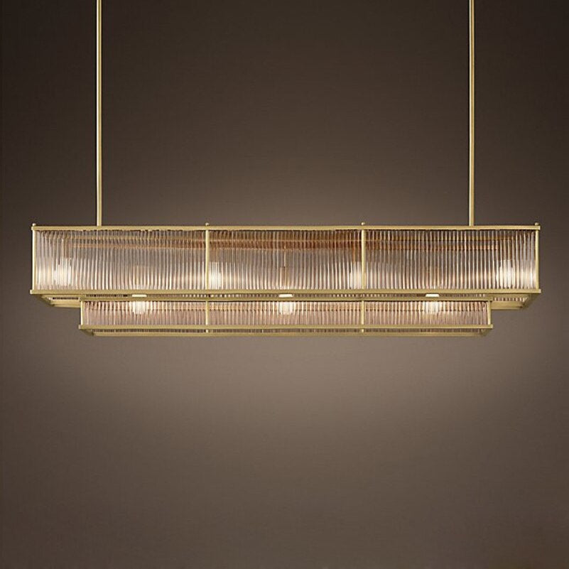 Gold Crystal Linear chandelier - Rosa Court for dining room view 2