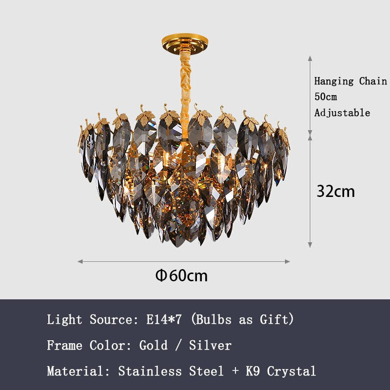 Gold Crystal chandelier - Zelia Bay for dining room view 7