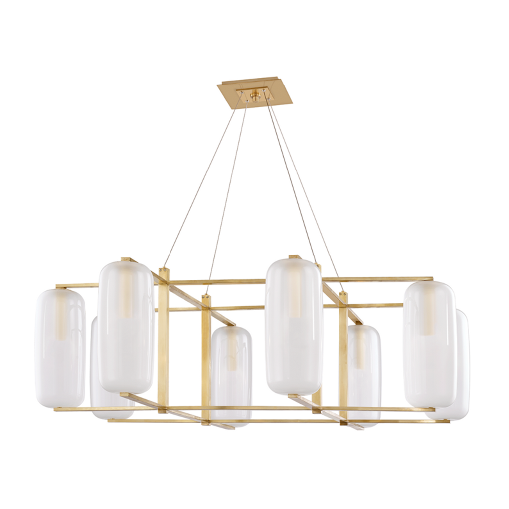 Aged Brass Glass Candle chandelier - Piper Dawn for dining room view 1