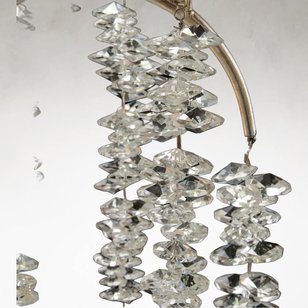 White Crystal Tiered chandelier - Kairo Stone for dining room view 3