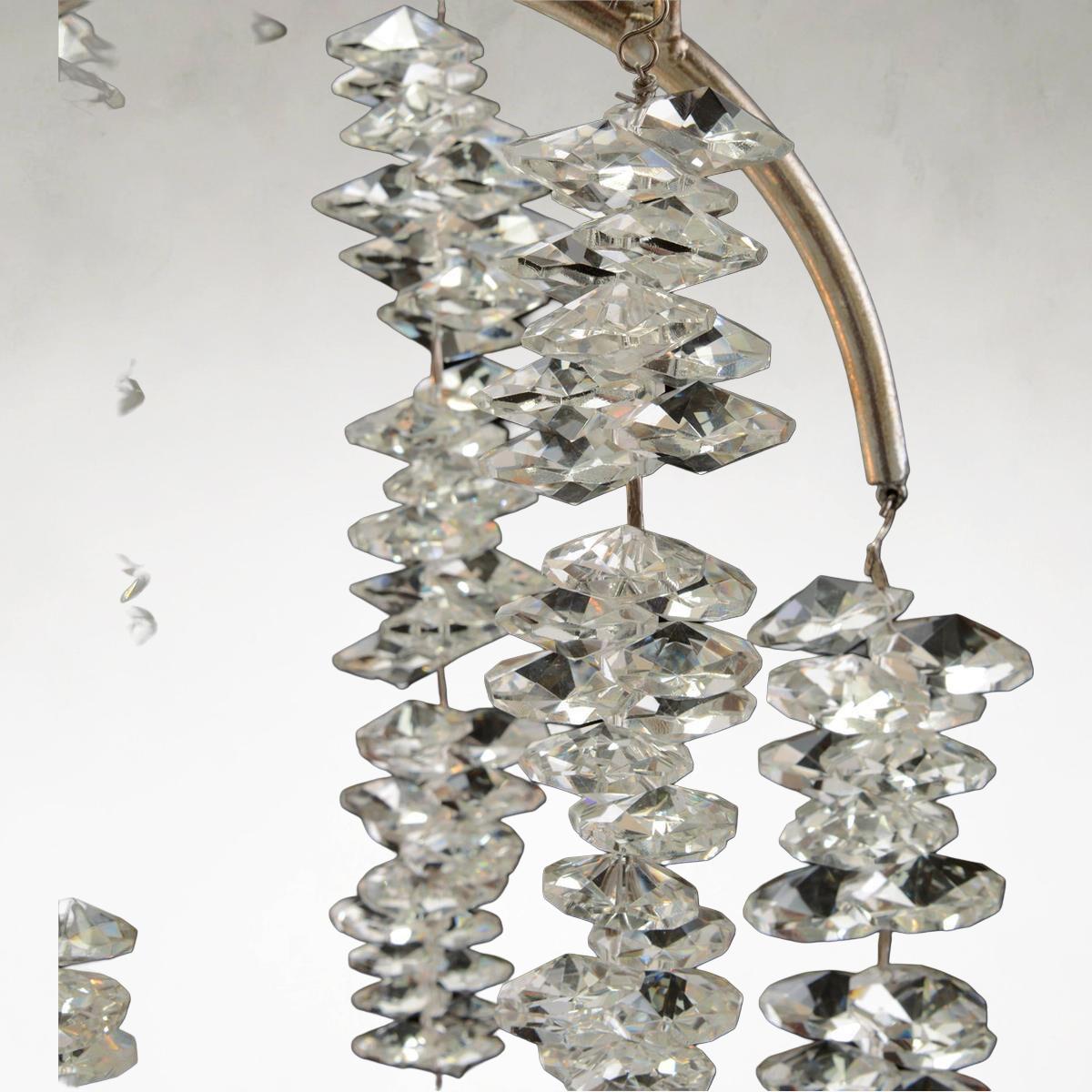 White Crystal Tiered chandelier - Kairo Stone for dining room view 3