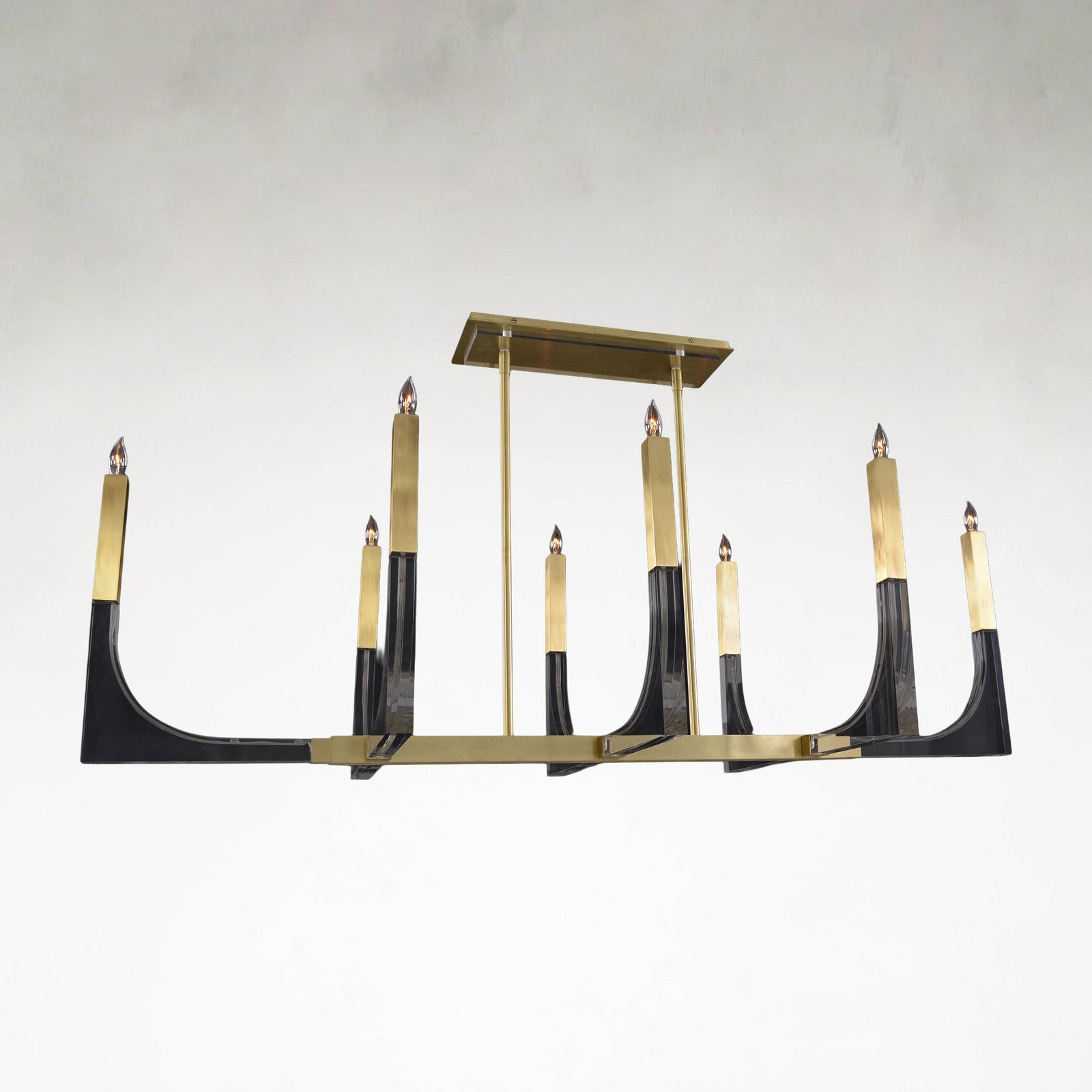 Antique Brass Acrylic chandelier - Vesper Ray for dining room view 1